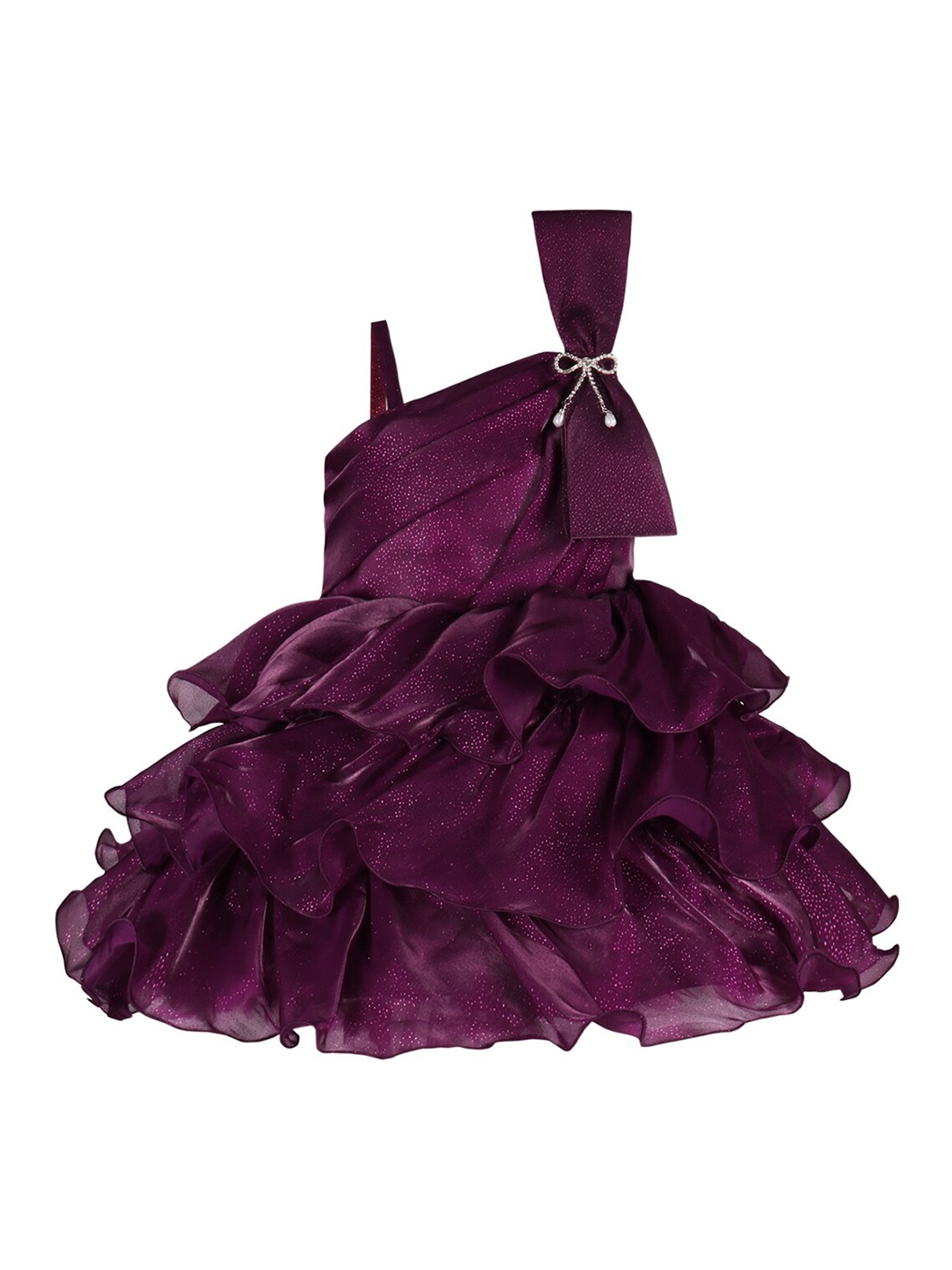 

Wish Karo Girls Embellished Layered Satin Fit & Flare Dress, Purple