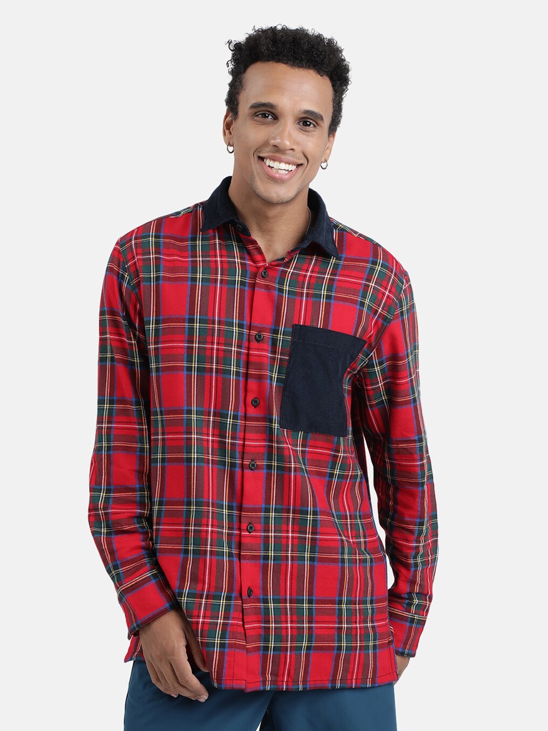 

Bene Kleed Relaxed Tartan Checked Cotton Casual Shirt, Red