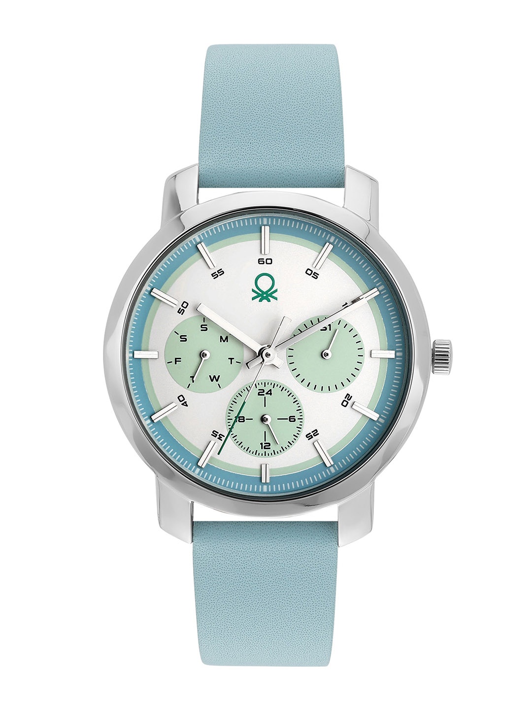 United Colors of Benetton Women Brass Dial Leather Straps Analogue Watch UWUCL0500, Blue
