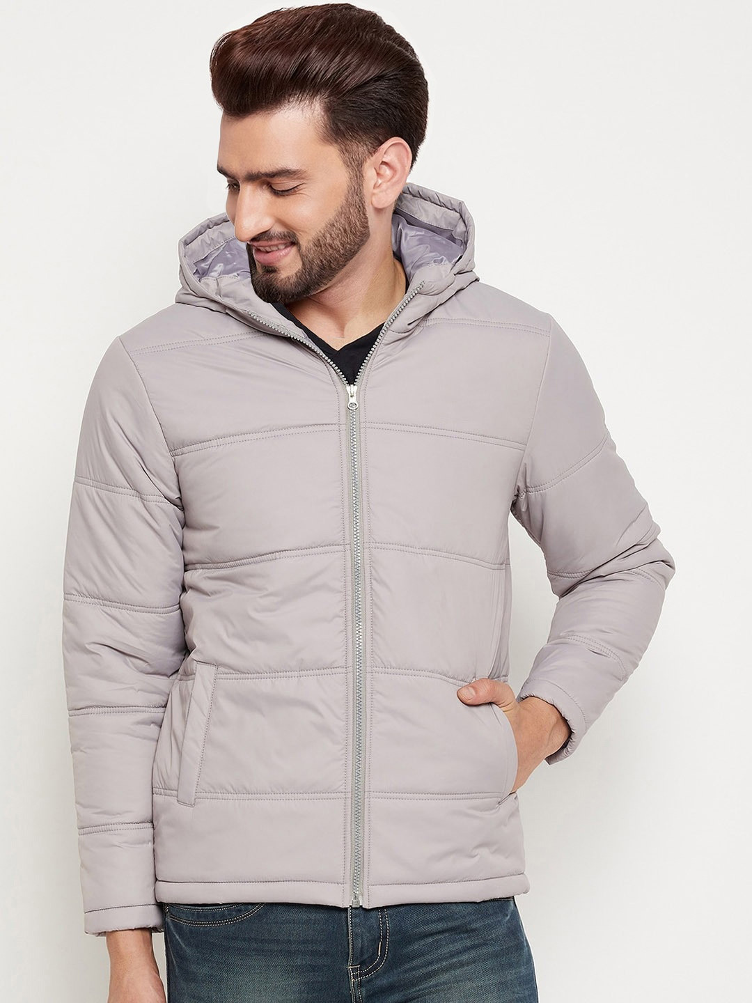 

9ty3ree Long Sleeves Hooded Insulator Padded Jacket, Grey