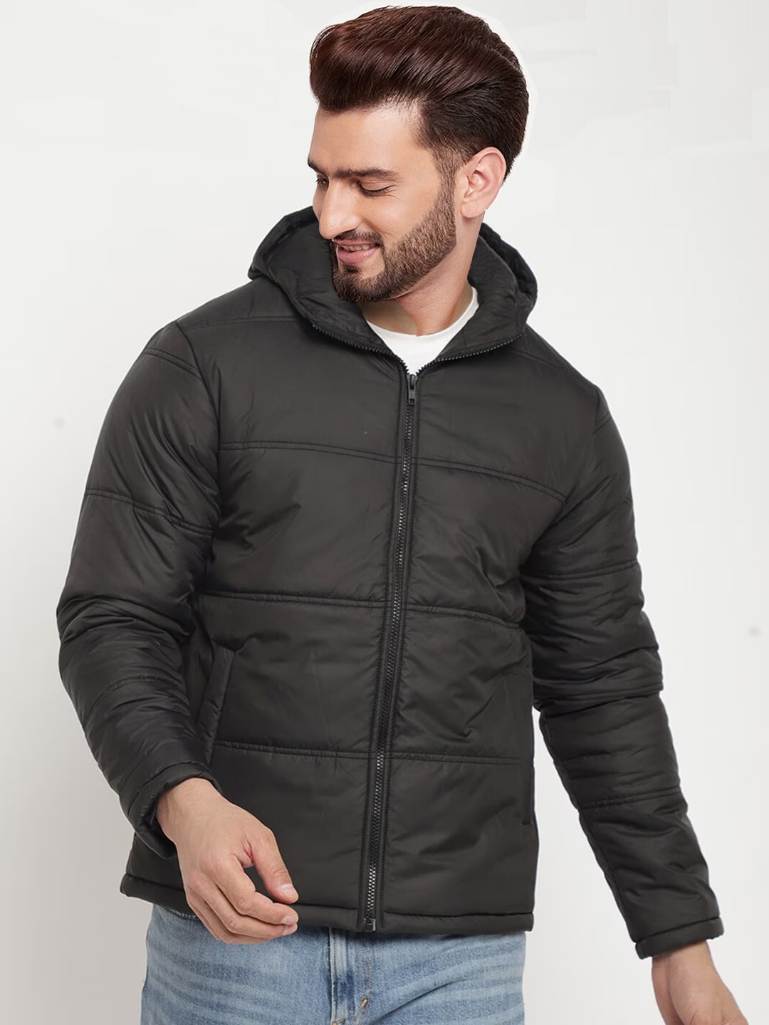 

9ty3ree Long Sleeves Hooded Insulator Padded Jacket, Black