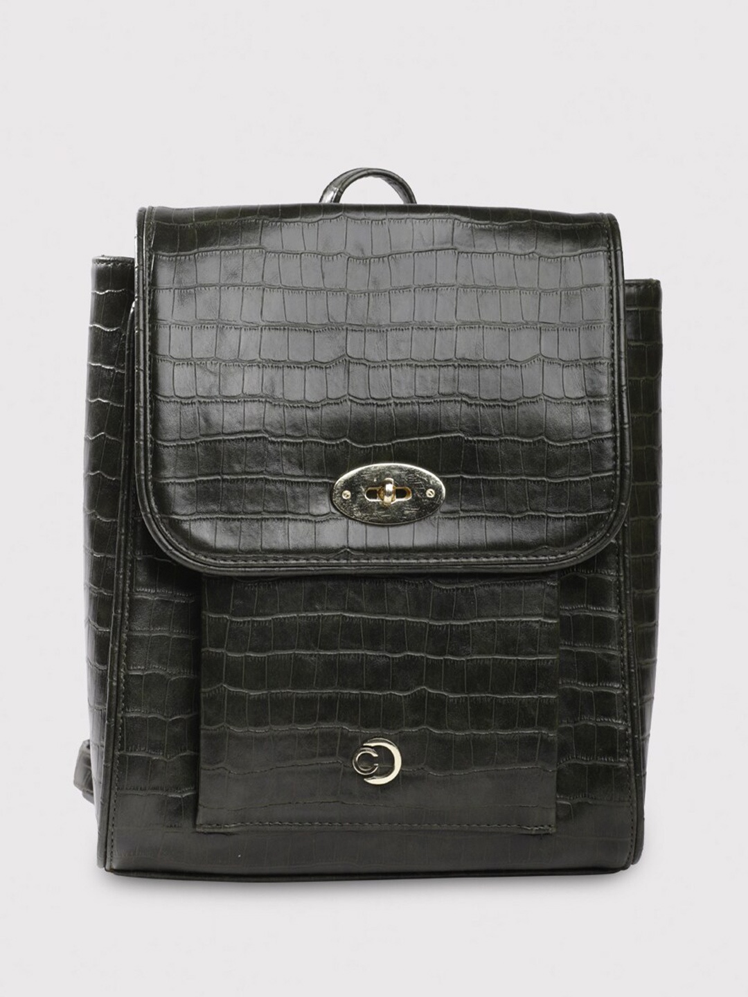 

Caprese Women Textured Leather Backpack, Olive