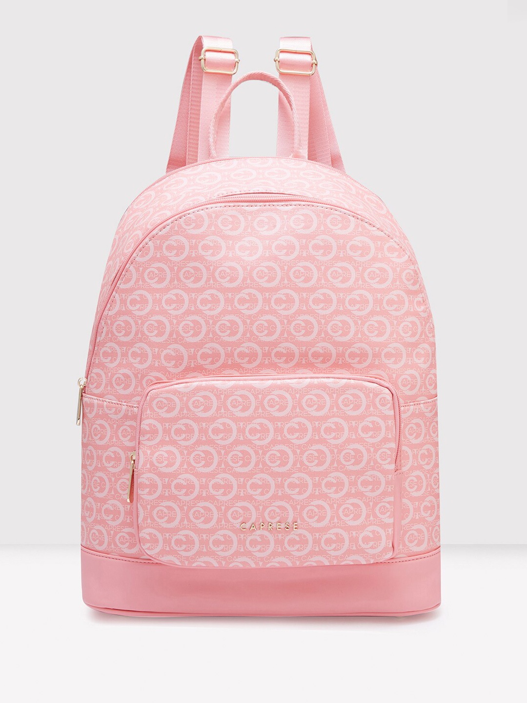 

Caprese Women Geometric Printed Leather Backpack, Pink