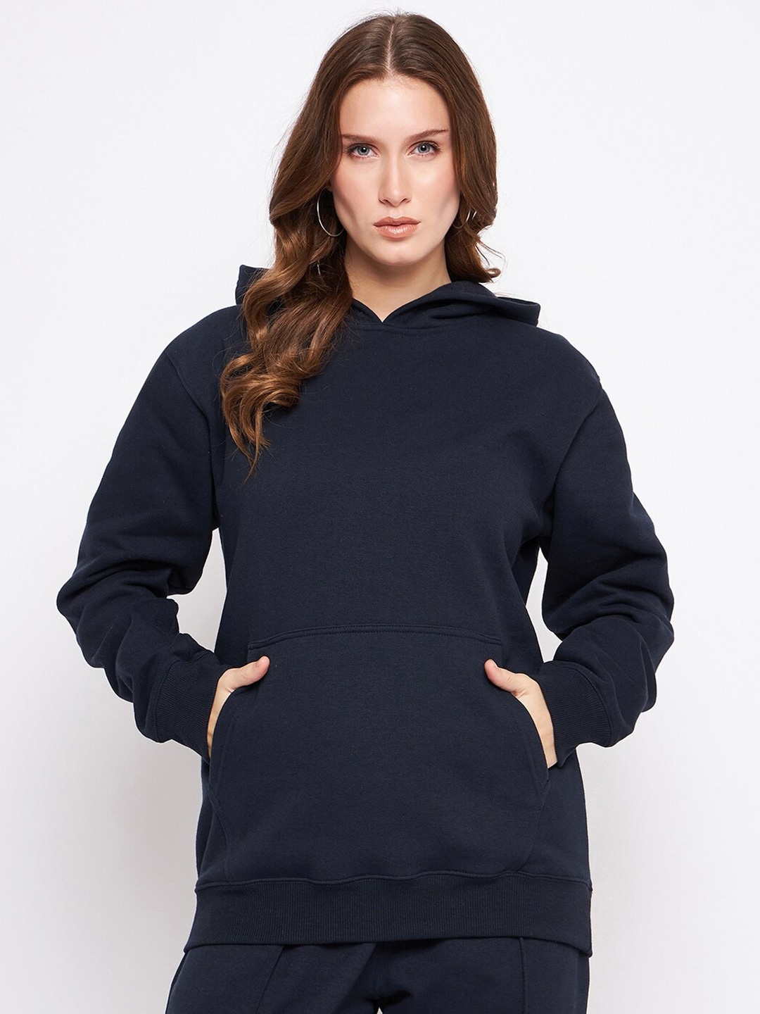 TULIP 21 Hooded Long Sleeves Fleece Sweatshirt, Navy blue
