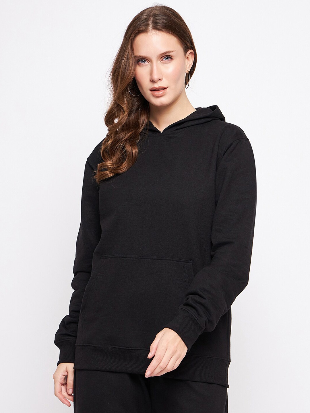 

TULIP 21 Hooded Long Sleeves Fleece Sweatshirt, Black