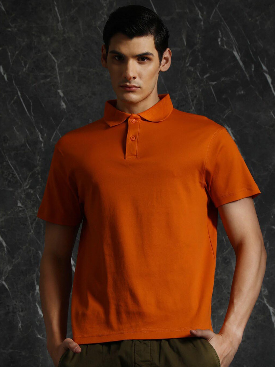 

Breakbounce Polo Collar Short Sleeves Cotton T-shirt, Orange