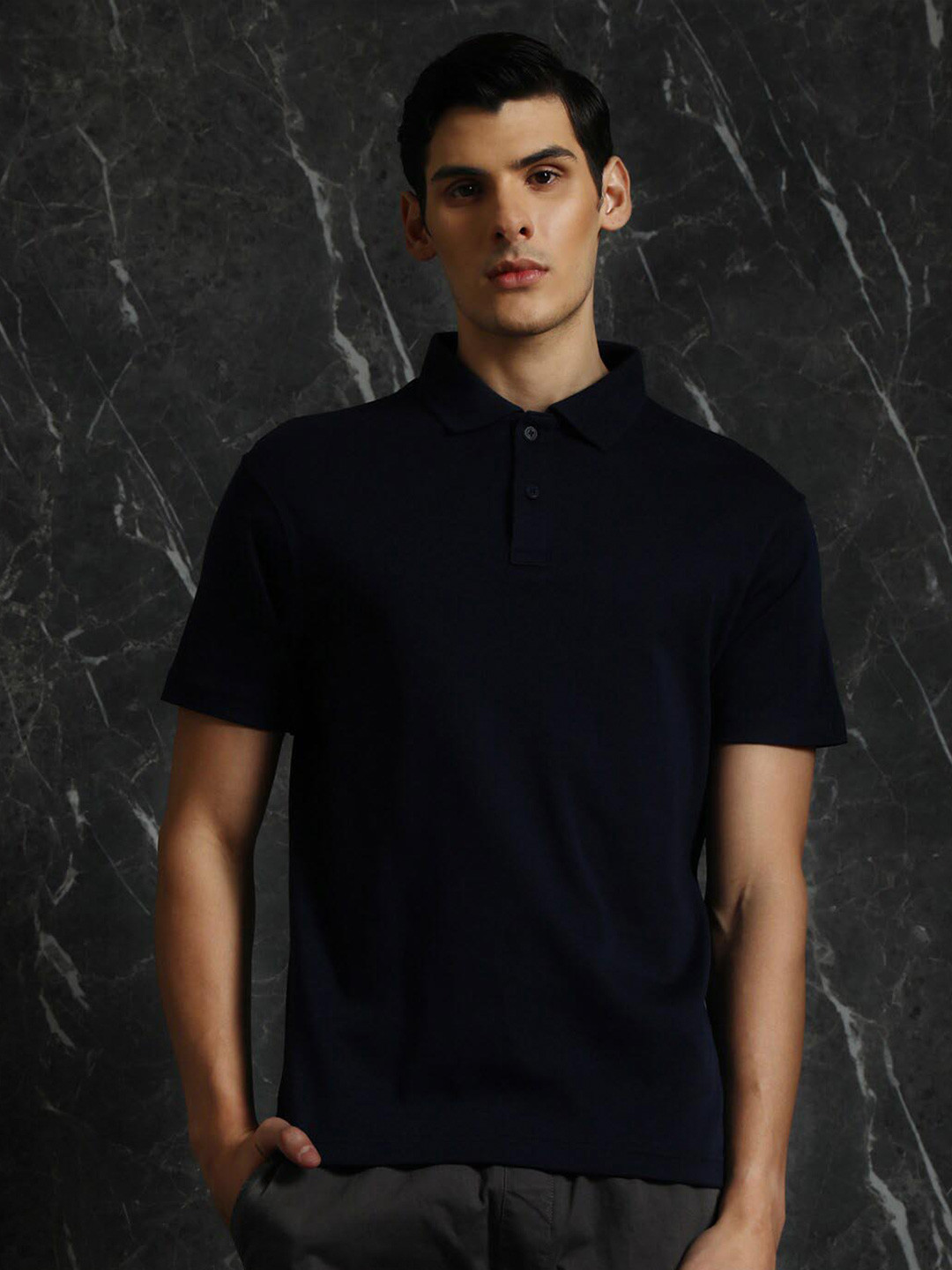 

Breakbounce Polo Collar Short Sleeves Cotton T-shirt, Navy blue
