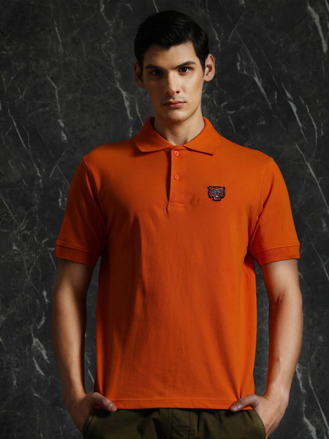 

Breakbounce Polo Collar Cotton T-shirt, Orange