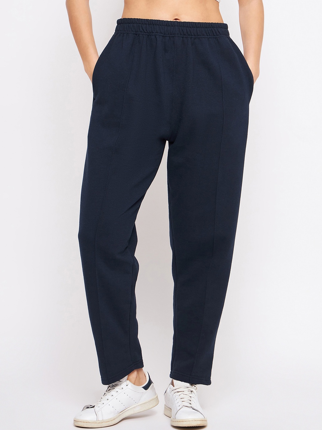 

TULIP 21 Women Mid-Rise Relaxed-Fit Fleece Track Pants, Navy blue