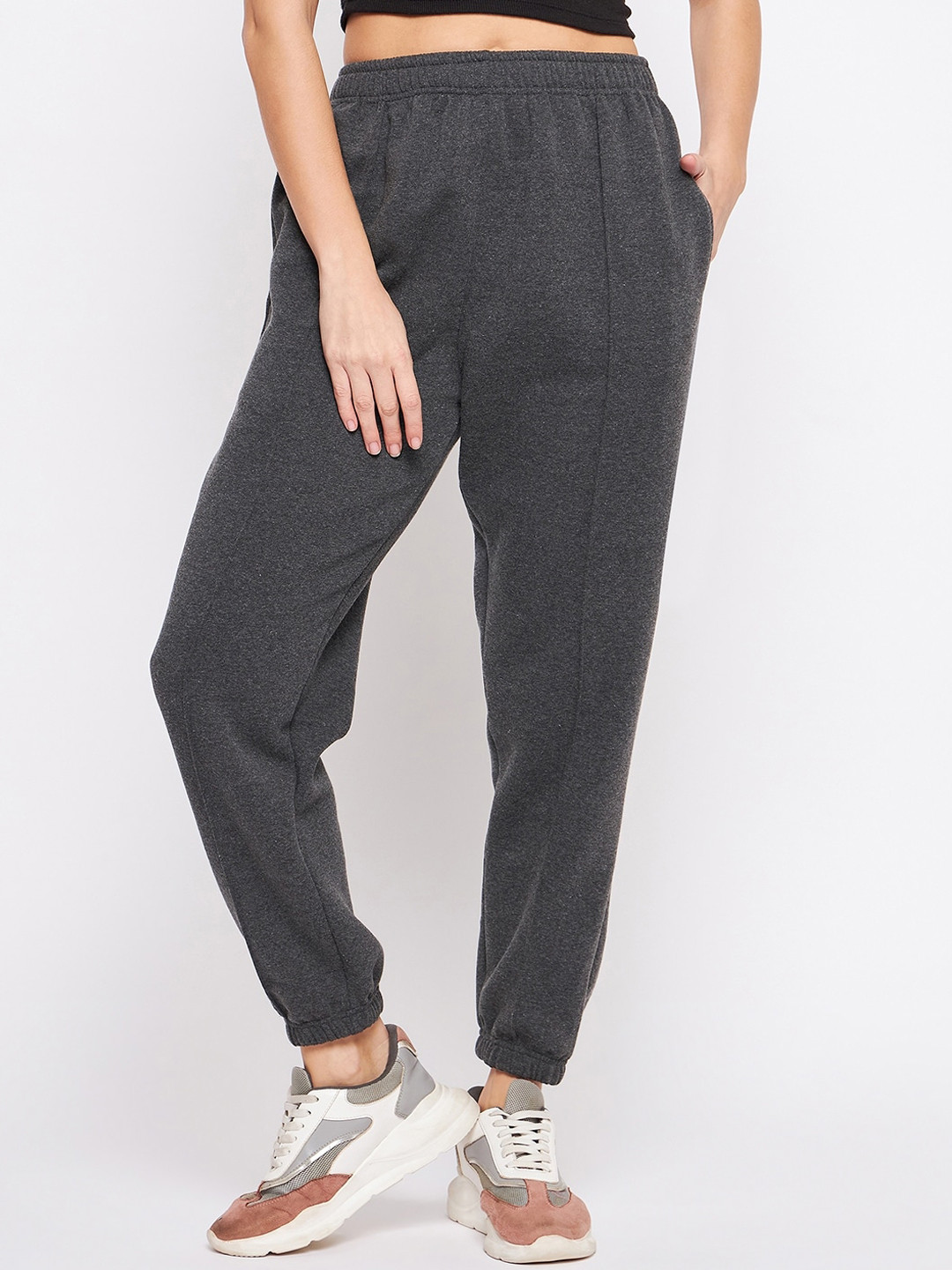 

TULIP 21 Women Mid-Rise Relaxed-Fit Fleece Joggers, Grey