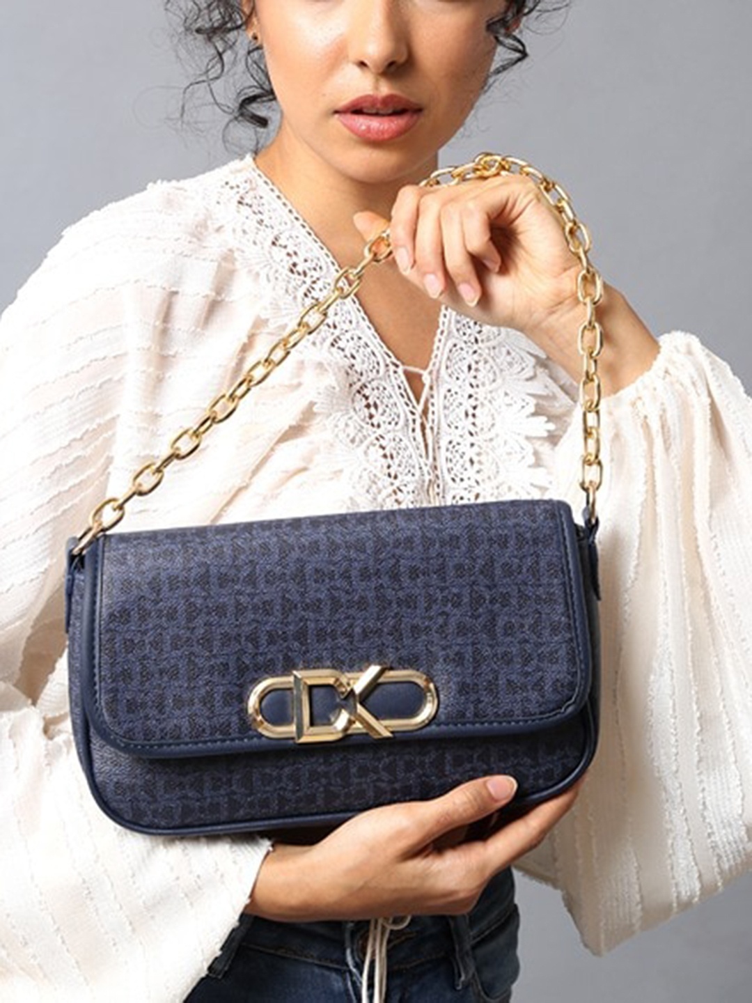 

Diana Korr PU Structured Handheld Bag, Navy blue