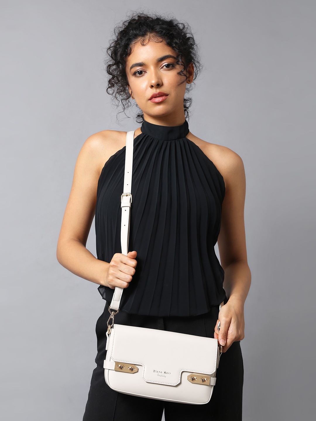 

Diana Korr Textured Structured Sling Bag, White