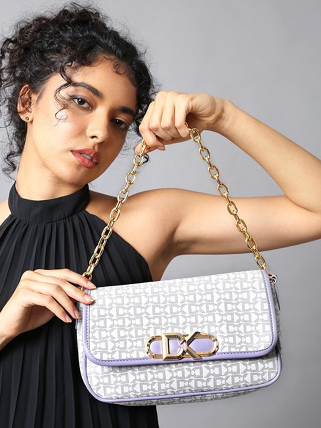 

Diana Korr Geometric Printed Structured Sling Bag, Purple