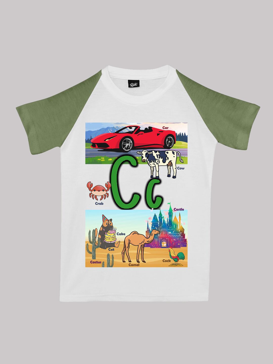 

RISH Boys Printed Raglan Sleeves Cotton T-shirt, Olive