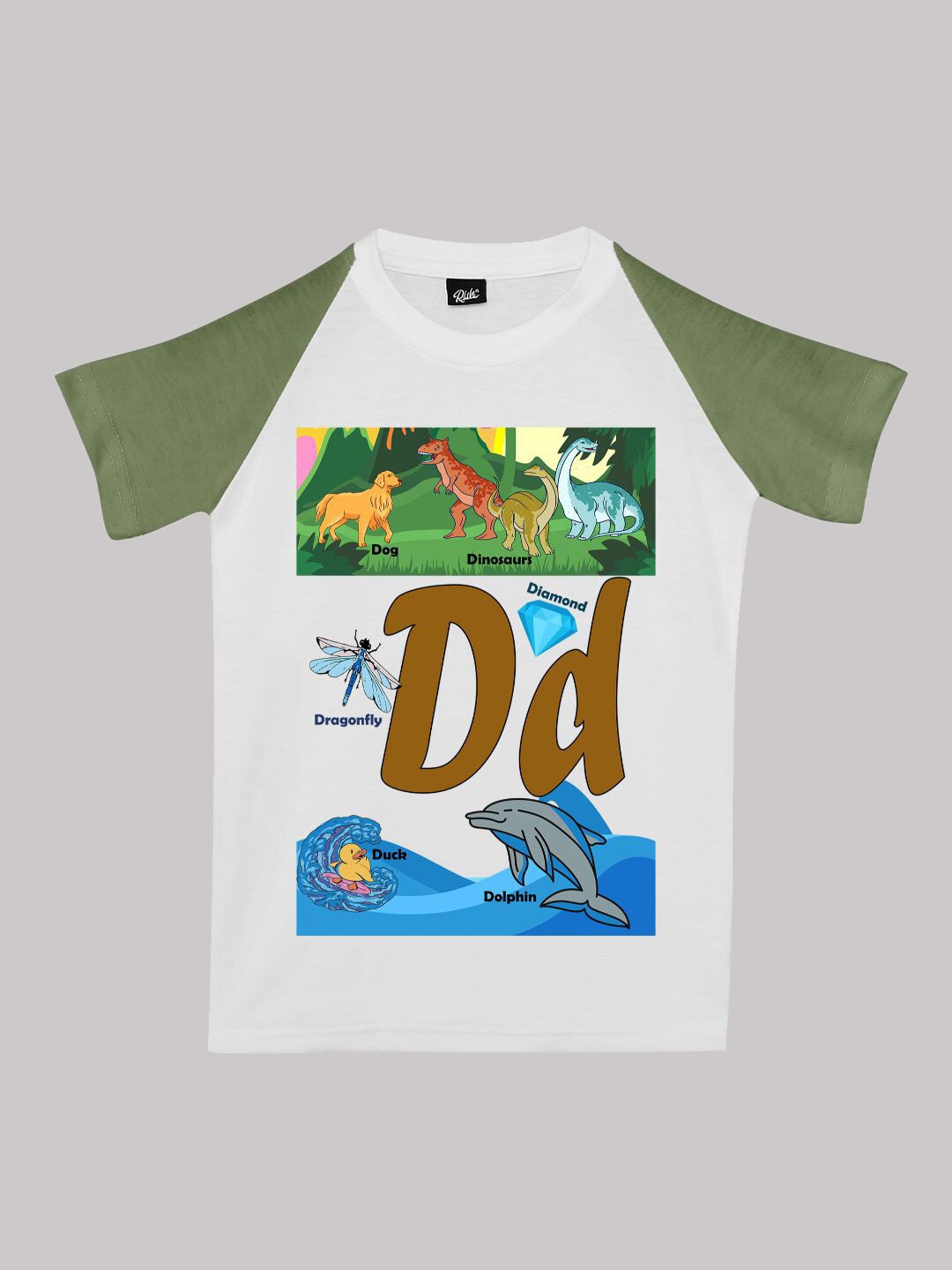 

RISH Infant Boys Phonic Words Graphic Printed Raglan Sleeves T-shirt, Olive