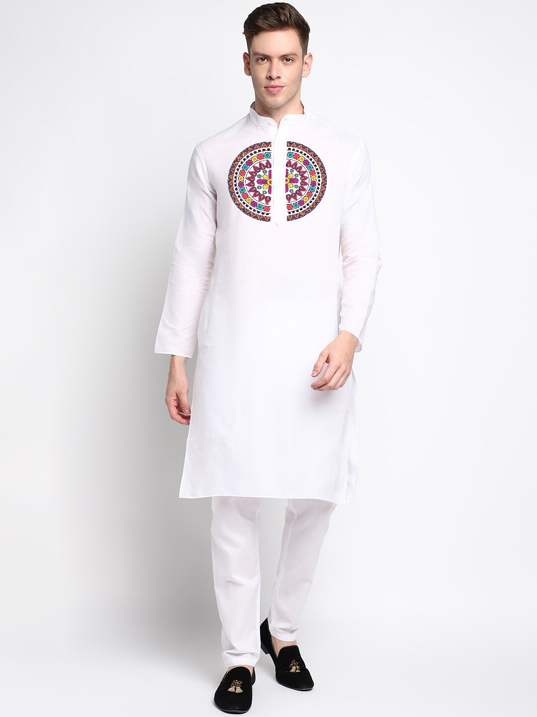 

DEVOILER Ethnic Motifs Printed Kurta, White