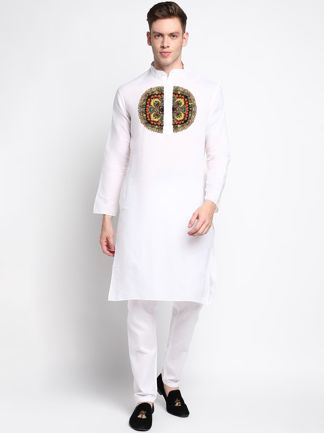 

DEVOILER Ethnic Motifs Printed Regular Kurta With Pyjamas, White