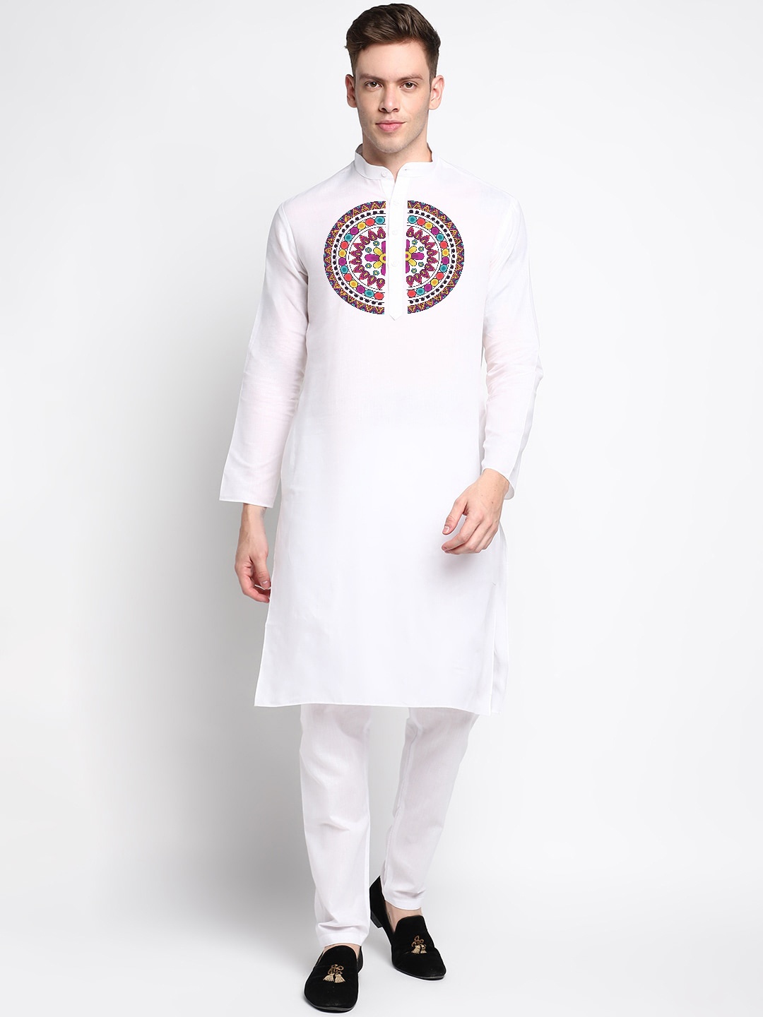 

DEVOILER Ethnic Motifs Printed Regular Kurta With Pyjamas, White