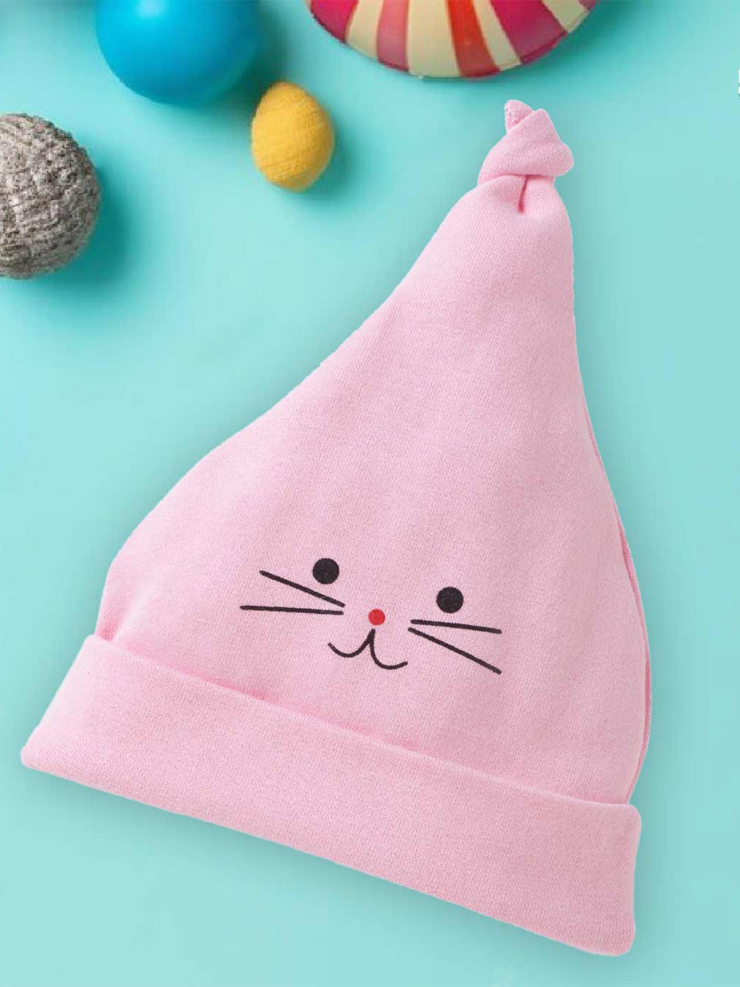 

Babywish Infants Graphic Printed Cotton Beanie, Pink