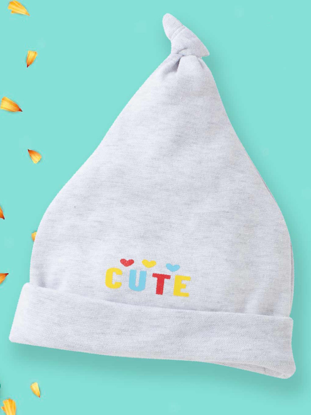 

Babywish Infants Typography Printed Cotton Beanie, Grey