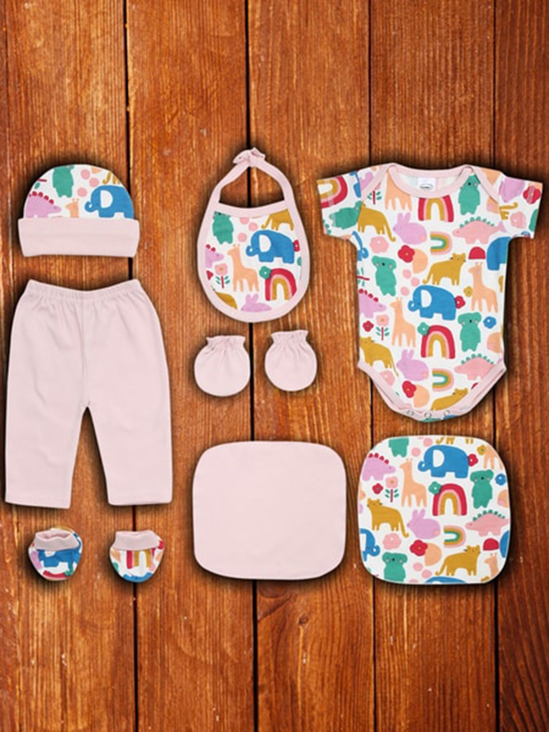 

Grandmas Infants 8-Pcs Pure Cotton Baby Apparel Gift Set, Pink