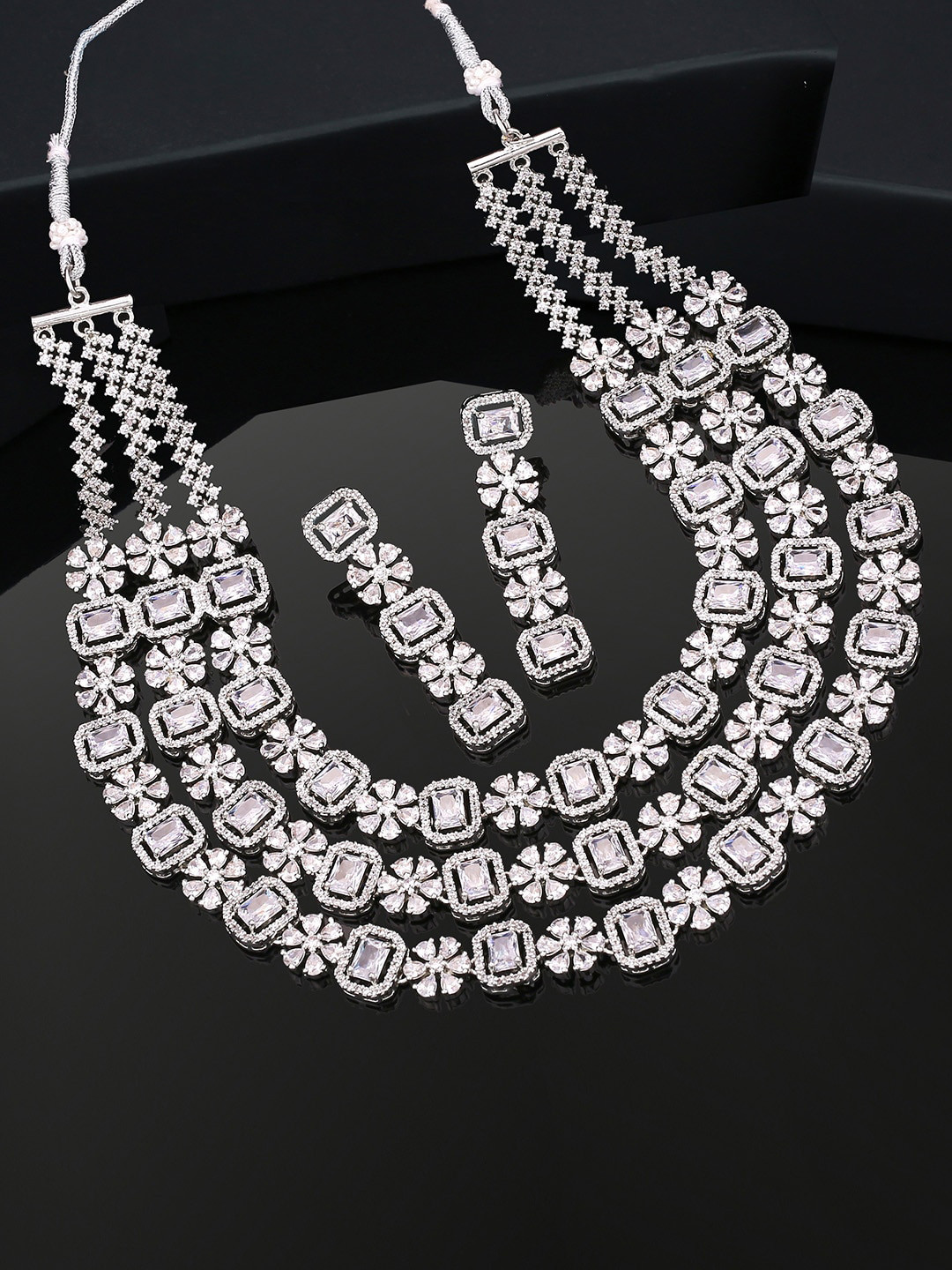 

Estele Rhodium-Plated CZ-Studded Jewellery Set, Silver
