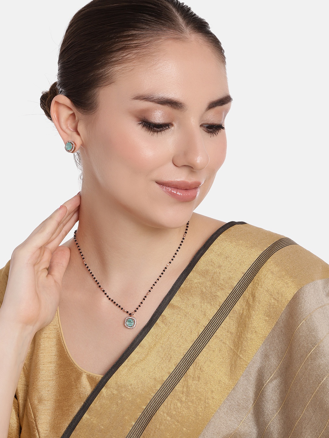 

Estele Rose Gold Plated Cubic Zirconia-Studded Jewellery Set