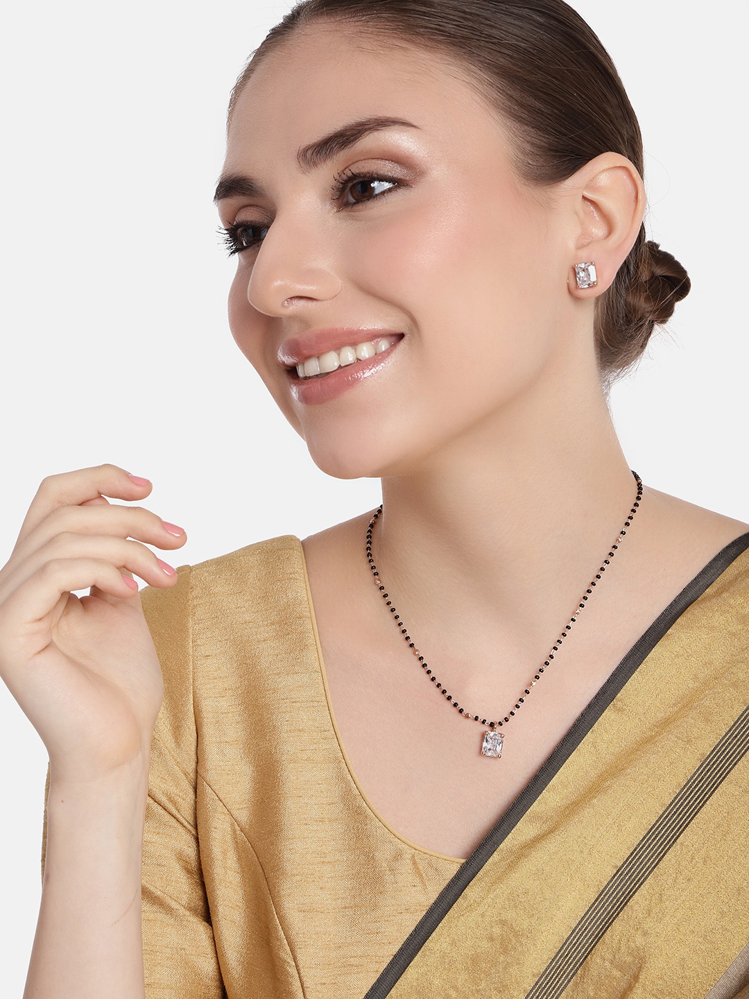 

Estele Rose Gold-Plated Cubic Zircon-Studded Jewellery Set