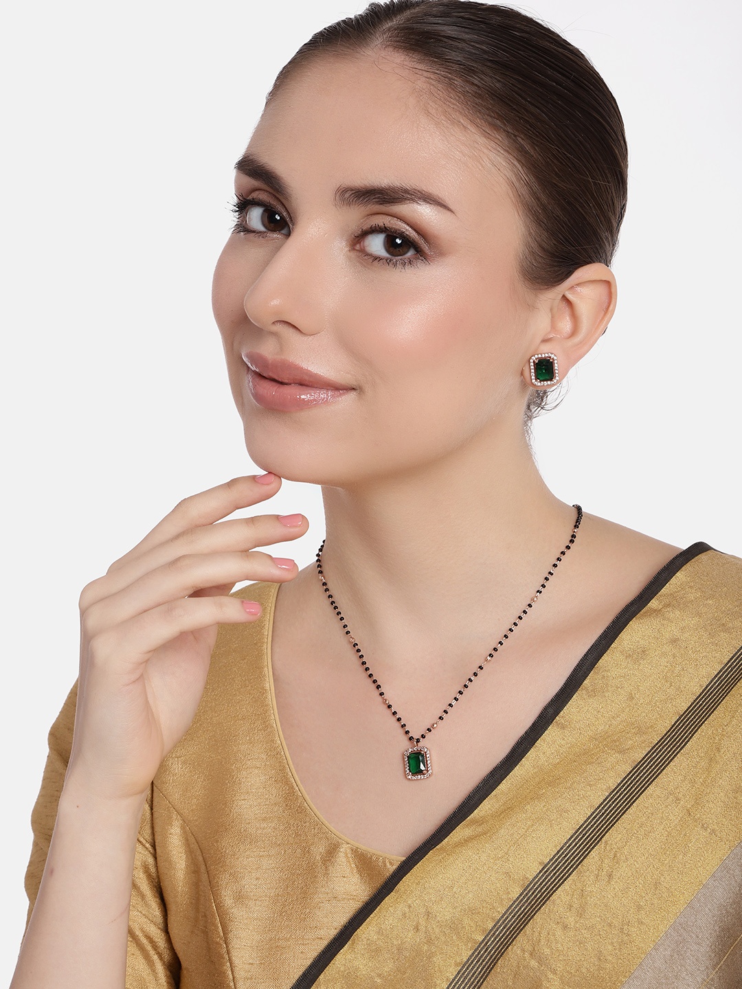 

Estele Rose Gold-Plated Cubic Zirconia-Studded & Beaded Jewellery Set