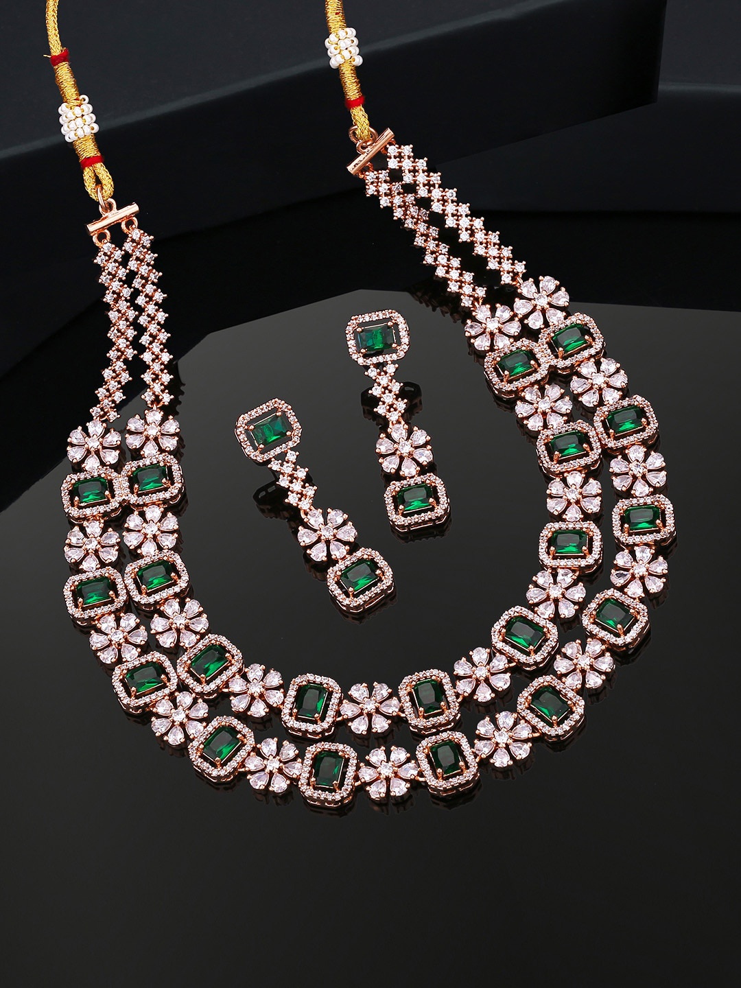 

Estele Rose Gold-Plated Cubic Zirconia Studded Jewellery Set