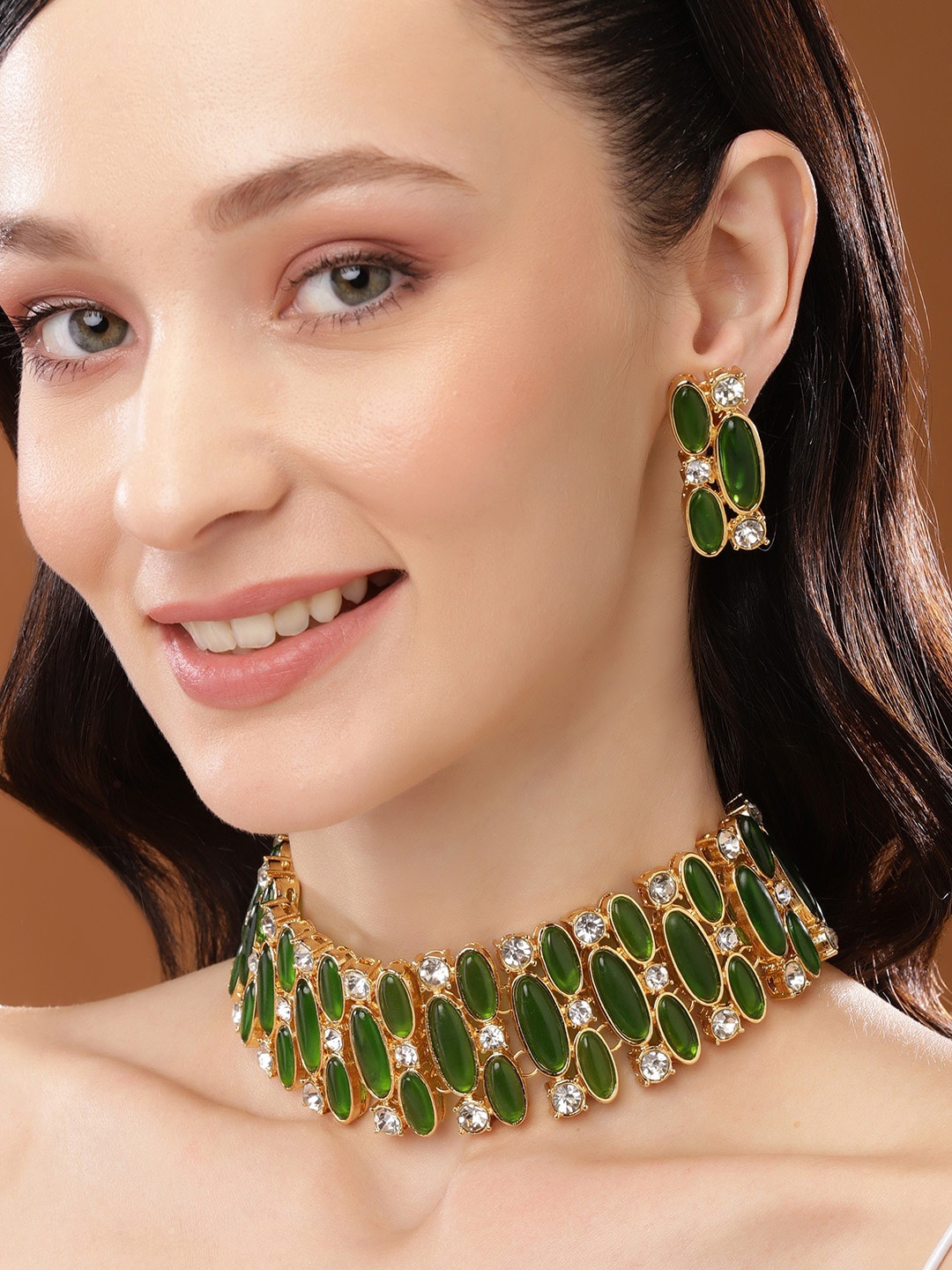 

Estele Gold-Plated Artificial Stone Studded Jewellery Set
