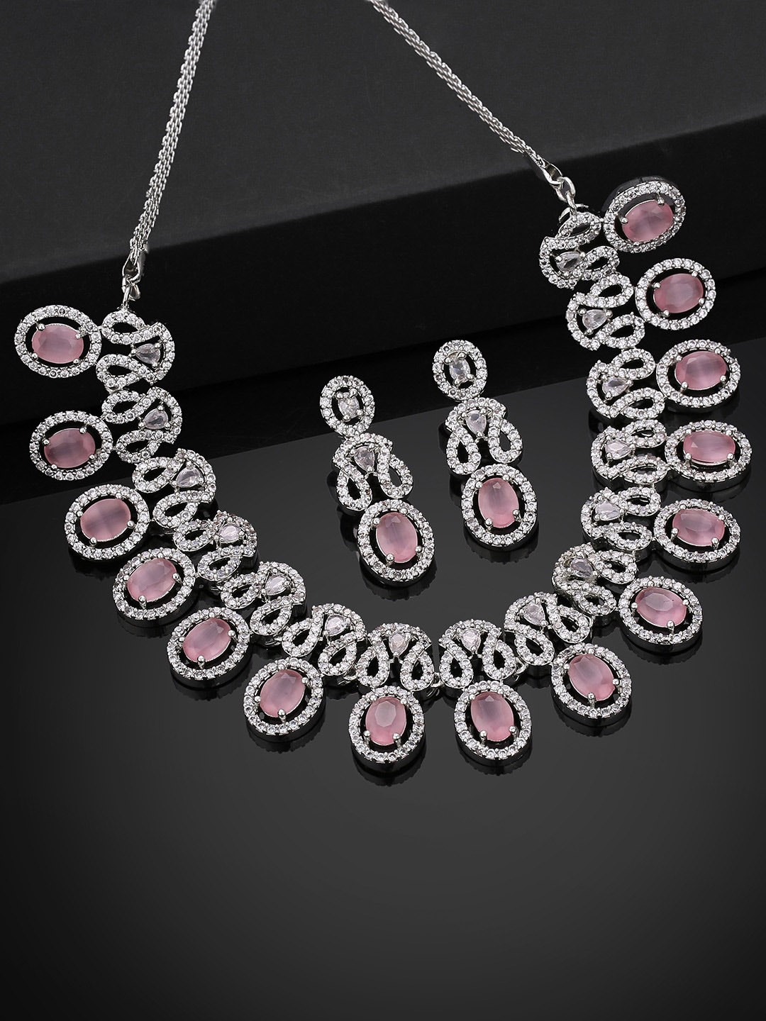 

Estele Rhodium-Plated & Cubic Zirconia Studded Jewellery Set, Silver