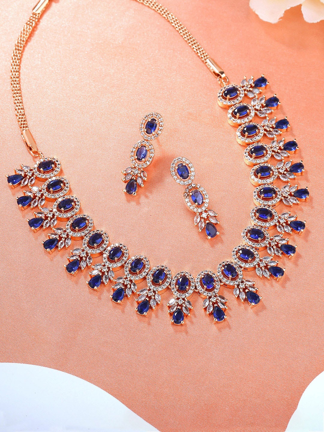 

Estele Rose-Plated Cubic Zirconia-Studded Jewellery Set, Rose gold