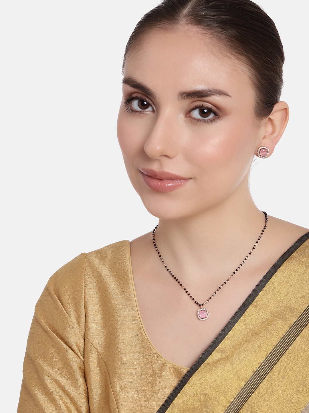 

Estele Rose Gold-Plated CZ Stone-Studded Jewellery Set
