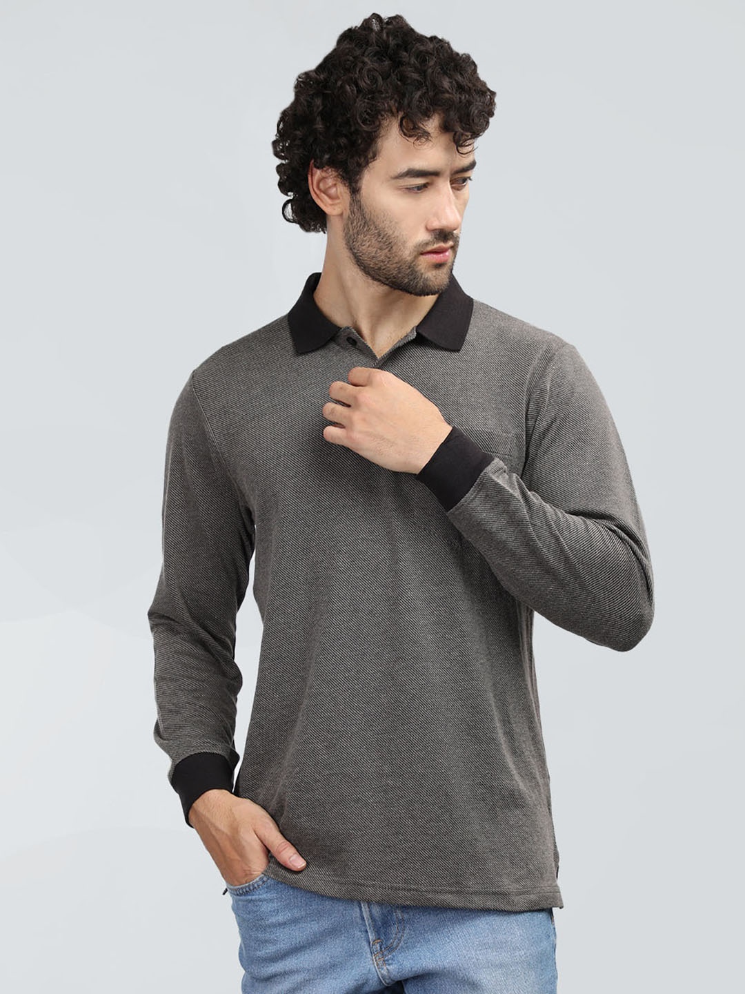 

NEVA Polo Collar Cotton T-shirt, Black