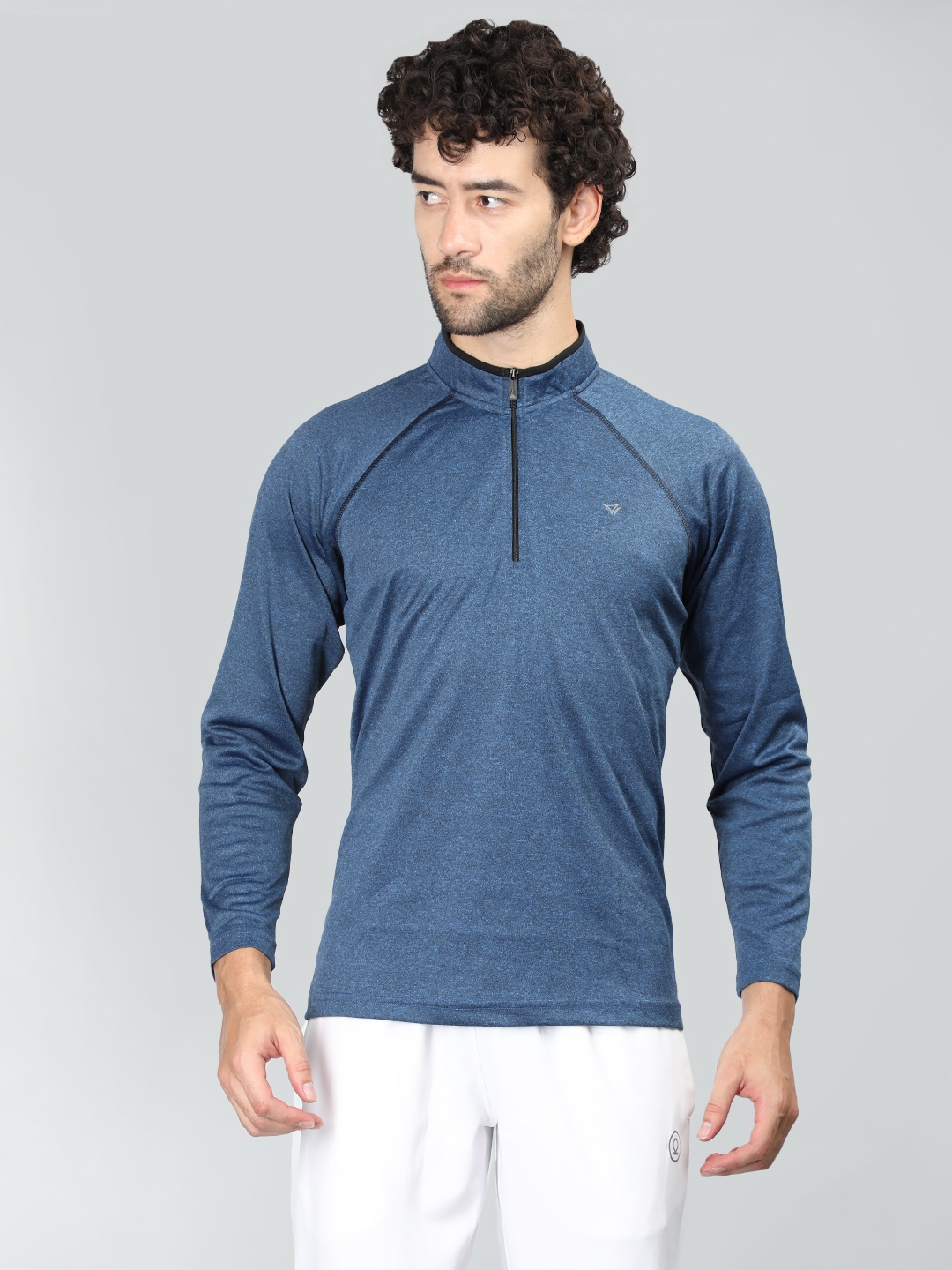 

NEVA High Neck Raglan Sleeves Slim Fit T-shirt, Blue