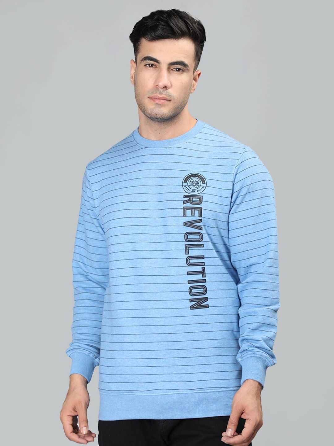 

NEVA Striped Long Sleeves Cotton Pullover, Blue