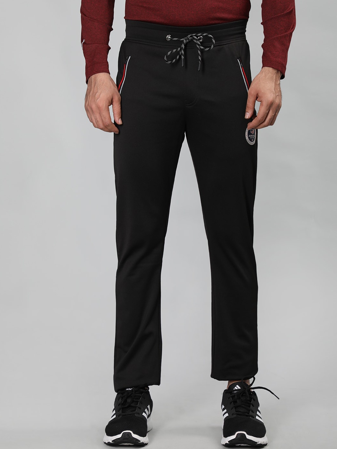 

NEVA Men Mid-Rise Cotton Track Pants, Black