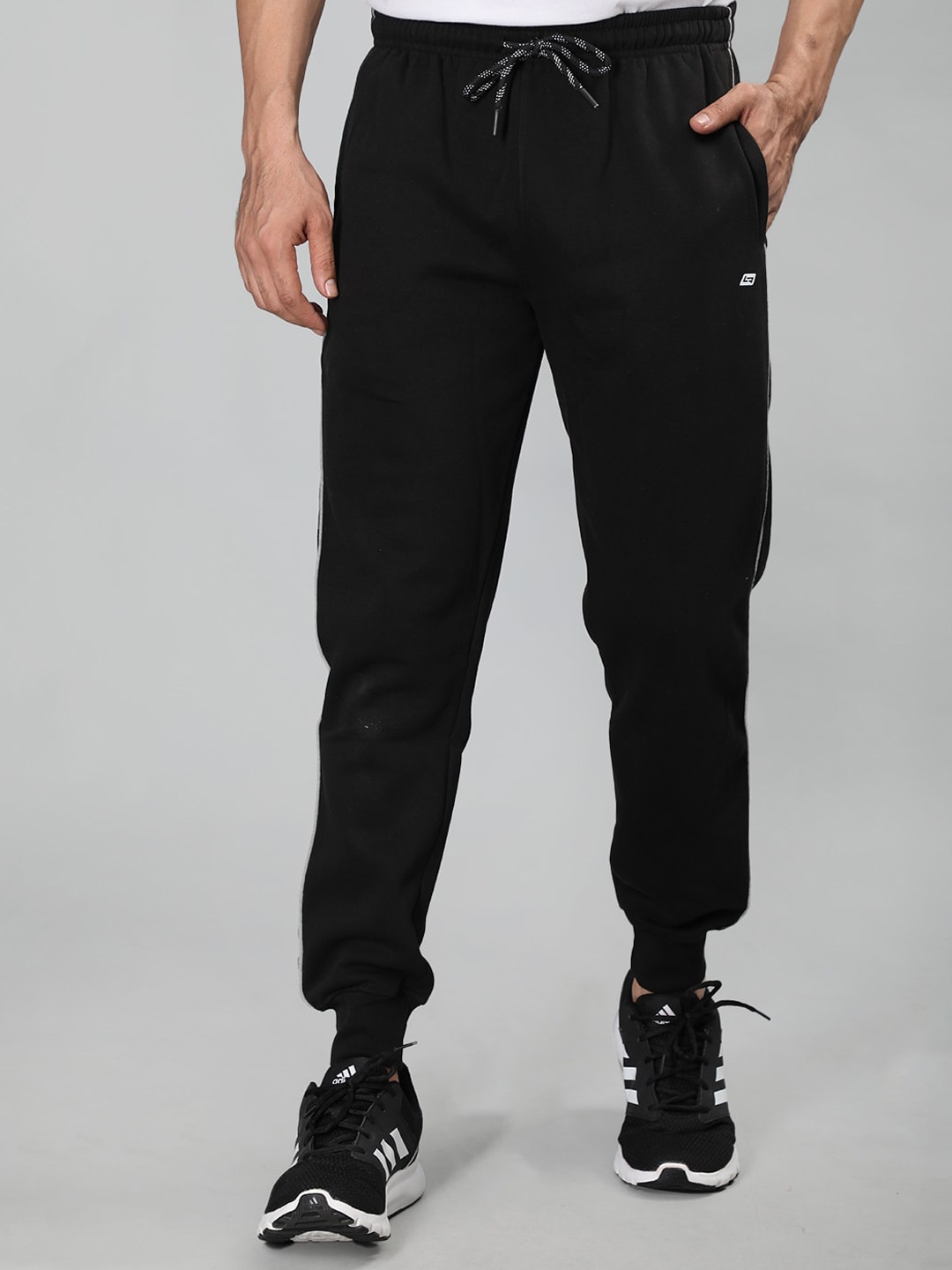 

NEVA Men Mid Rise Cotton Joggers, Black
