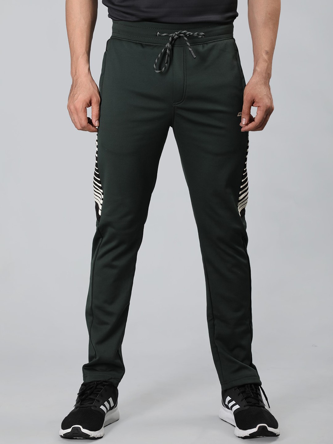 

NEVA Men Mid Rise Striped Cotton Track Pants, Olive