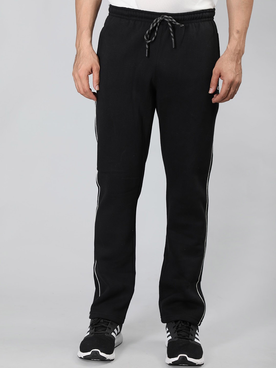 

NEVA Men Mid-Rise Cotton Trousers, Black