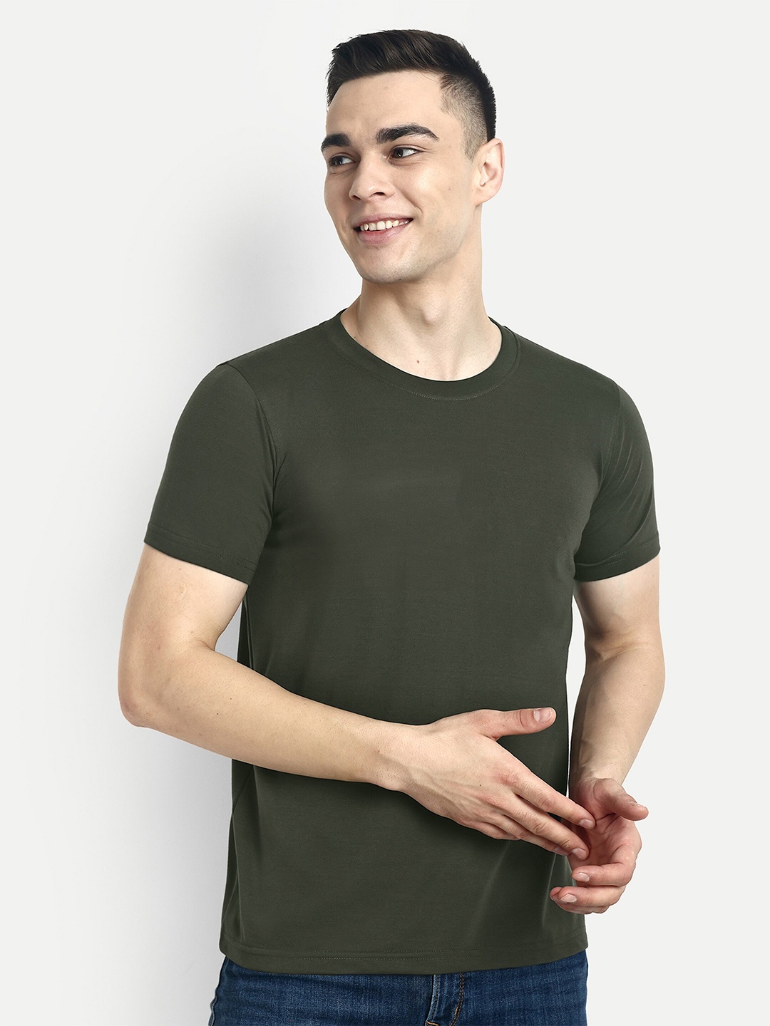 

hummel Cotton Round Neck T-shirt, Olive