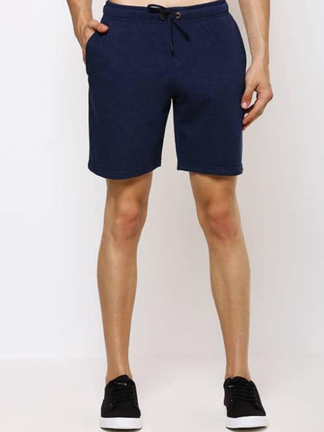 Bareblow Men Mid-Rise Cotton Shorts, Blue