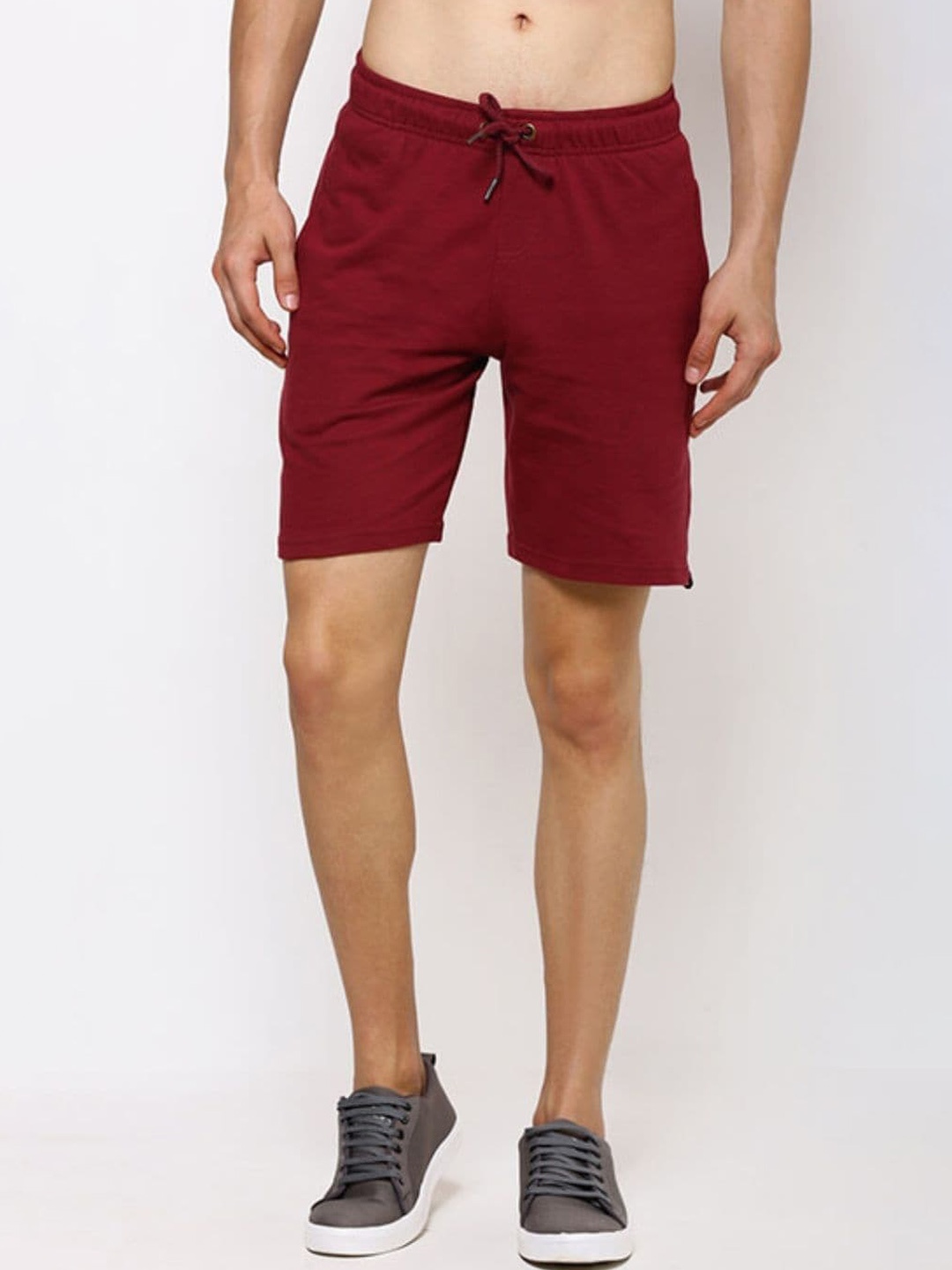 

Bareblow Men Mid-Rise Casual Cotton Shorts, Maroon