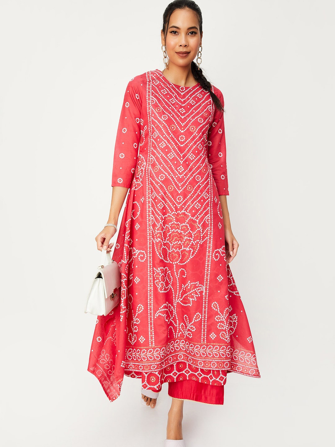 

max Bandhani Printed Anarkali Kurta, Red