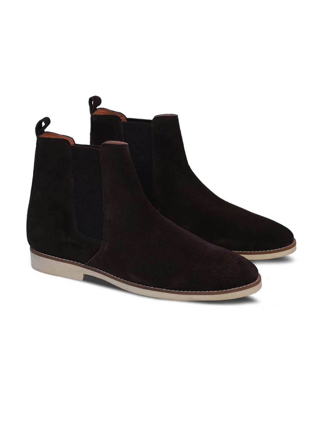 

GRIFFIN Men Corine Mid Top Suede Chelsea Boots, Coffee brown