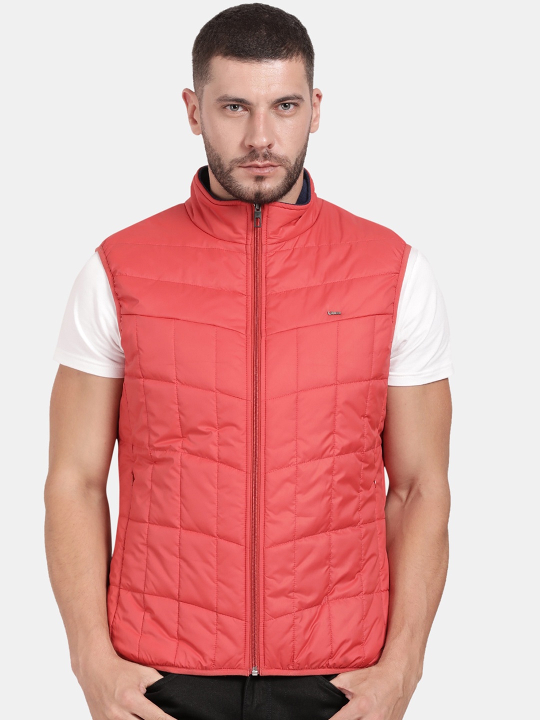 

t-base Mock Collar Insulated Padded Jacket, Red