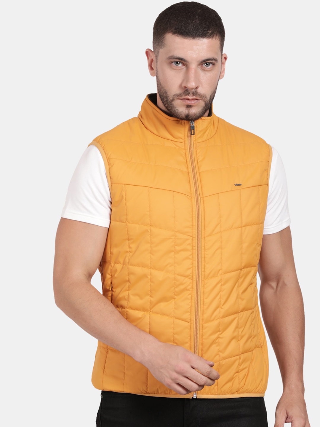 

t-base Mock Collar Insulated Sleeveless Padded Jacket, Yellow