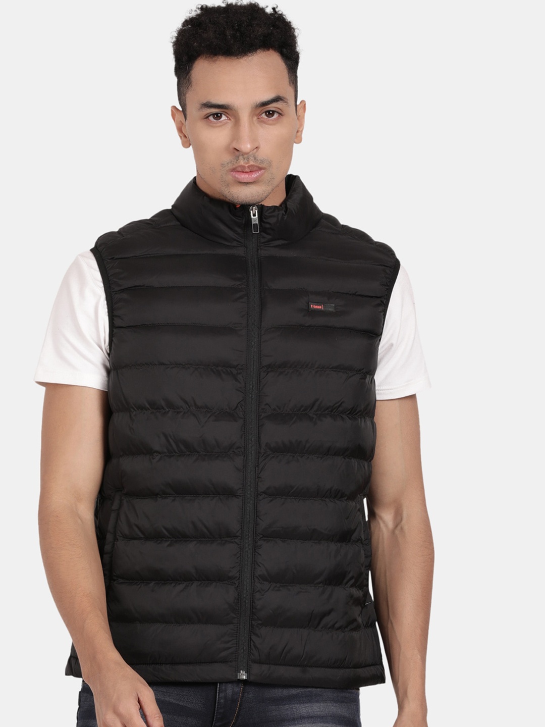 

t-base Mock Collar Windcheater Puffer Jacket, Black