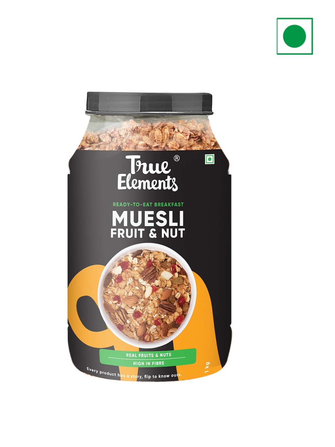 

True Elements Fruit And Nut Muesli- 1 kg, Black